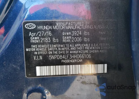 2017 Hyundai Elantra Se из США, поврежденный, VIN 5NPD84LF3HH066106